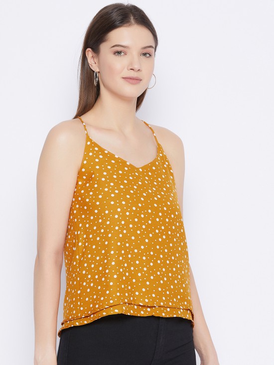 Printed Double Layered Strap Top