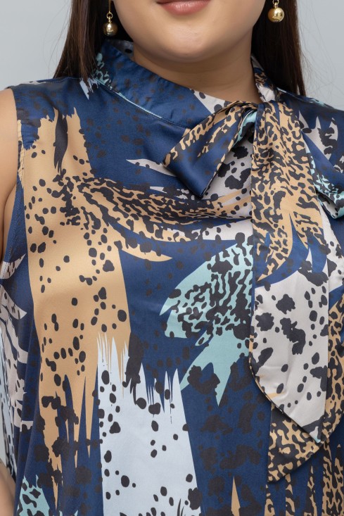 Animal Print Sleeveless Satin Top
