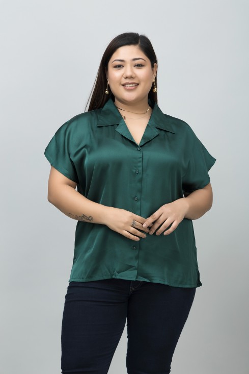 Cuban Collar Satin Shirt