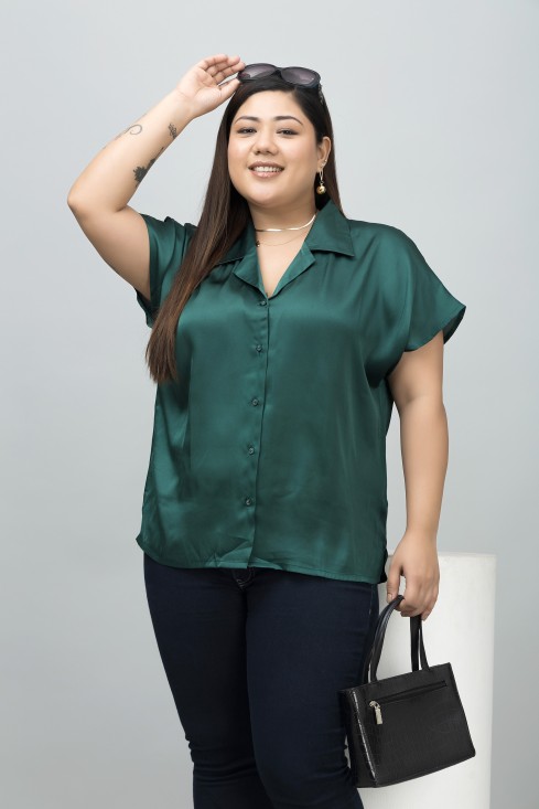 Cuban Collar Satin Shirt