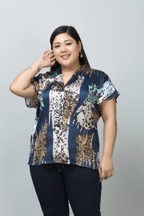 Cuban Collar Satin Shirt