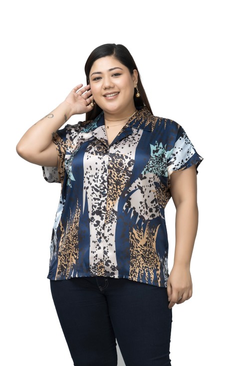 Cuban Collar Satin Shirt