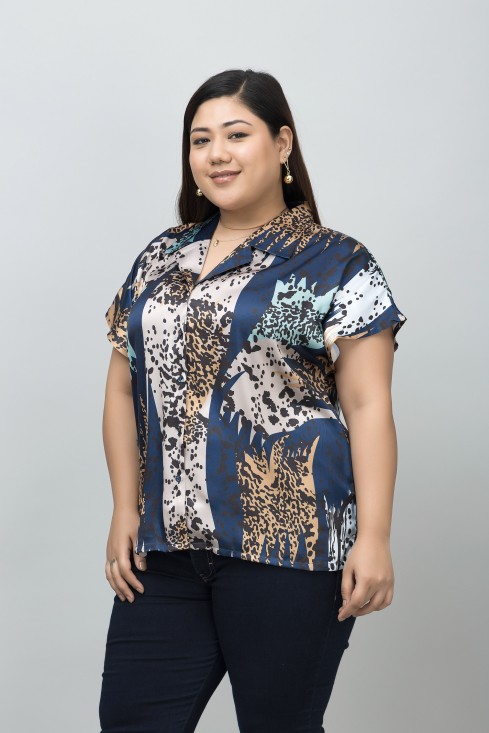 Cuban Collar Satin Shirt