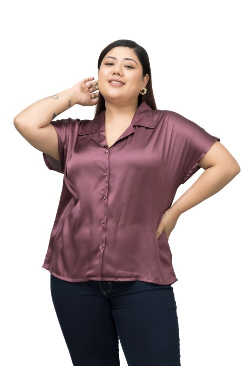 Cuban Collar Satin Shirt