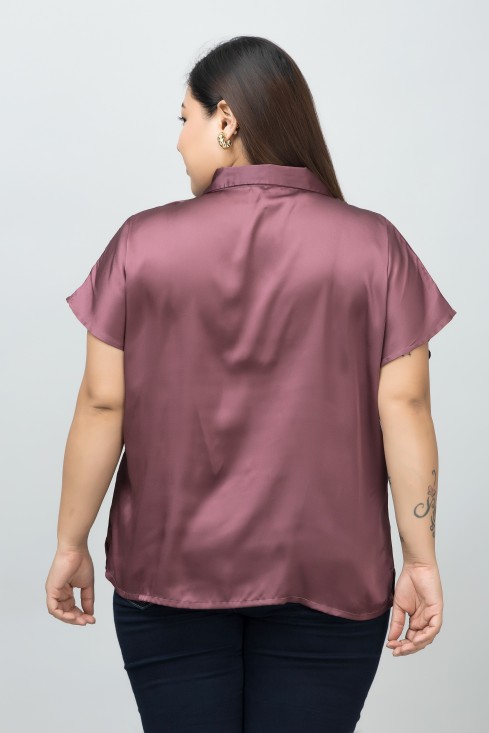 Cuban Collar Satin Shirt