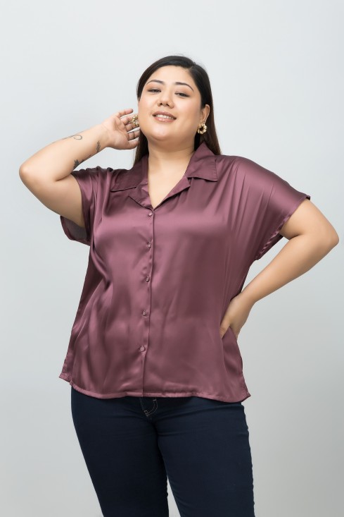 Cuban Collar Satin Shirt
