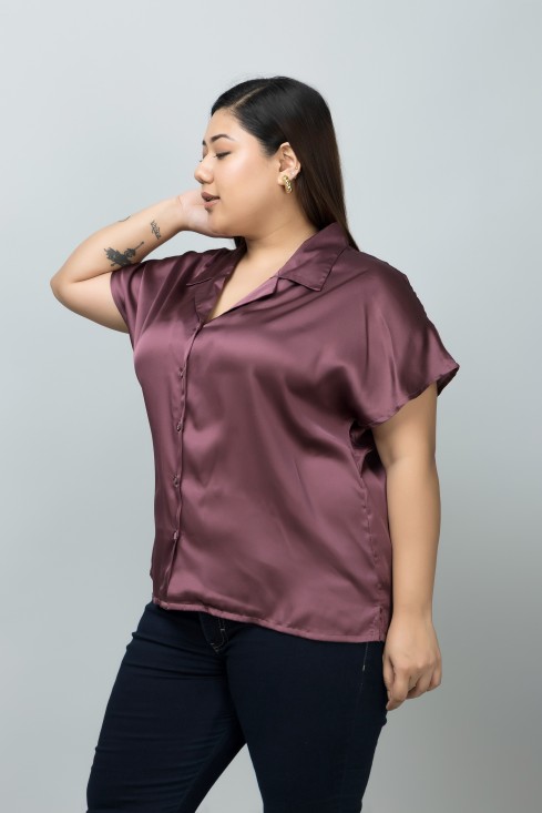 Cuban Collar Satin Shirt