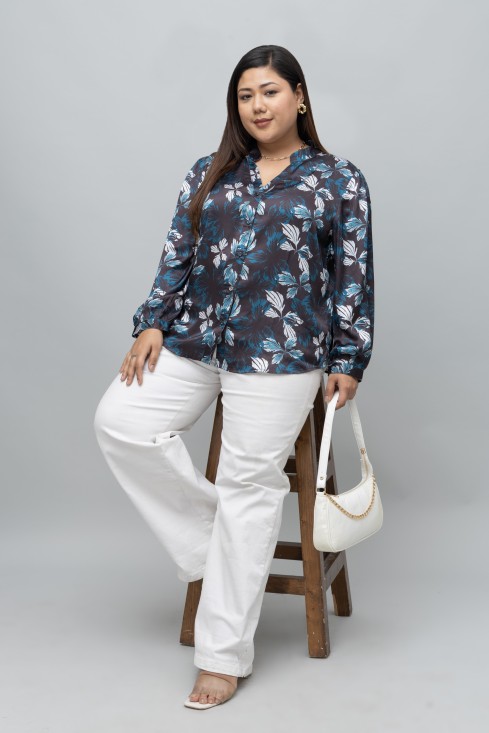 Floral Print Satin Shirt