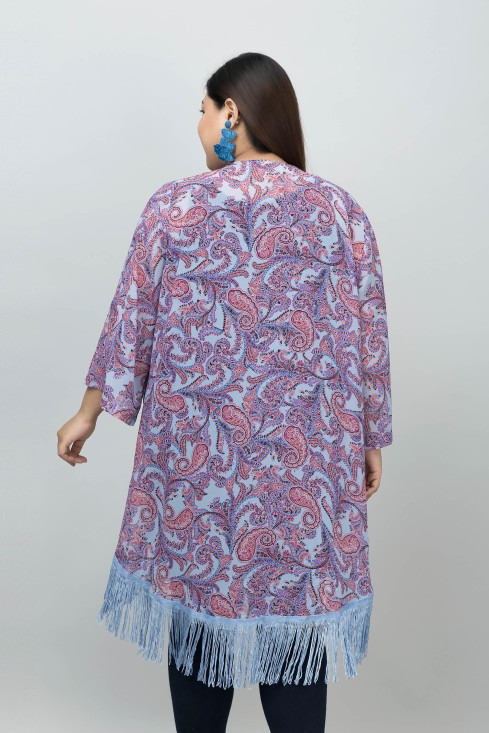 High-Low Casual Printed Kimono