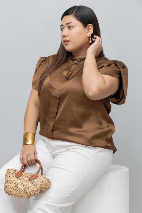 Tulip Sleeves Satin Top