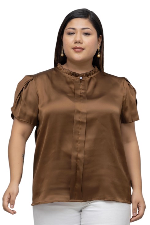 Tulip Sleeves Satin Top