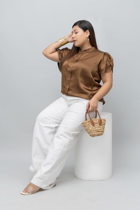Tulip Sleeves Satin Top