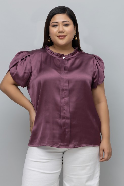Tulip Sleeves Satin Top