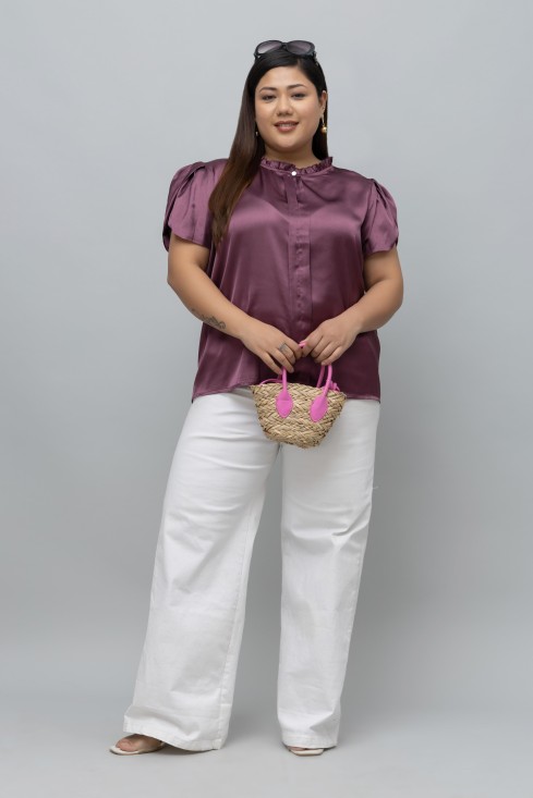 Tulip Sleeves Satin Top