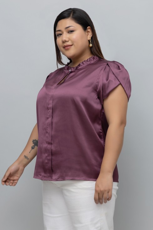 Tulip Sleeves Satin Top