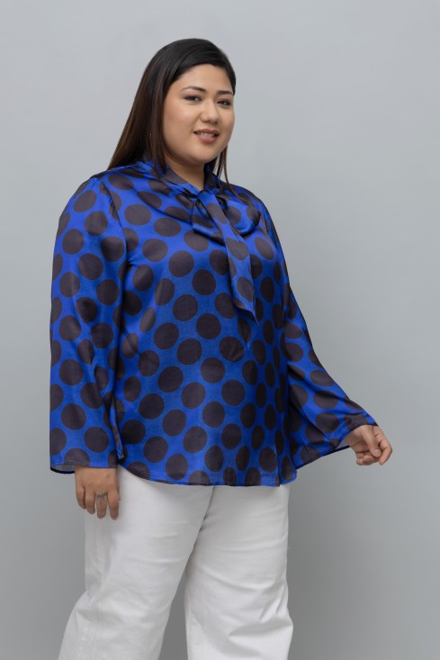 Polka Print Tie Top