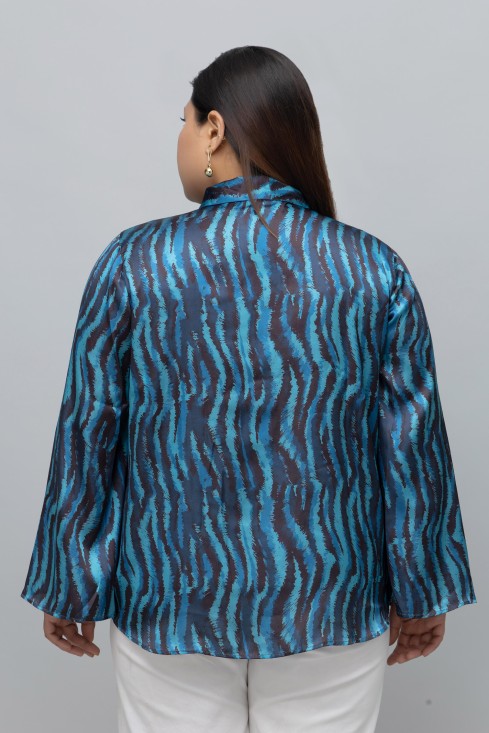 Chevron Print Satin Top