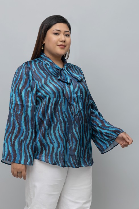 Chevron Print Satin Top
