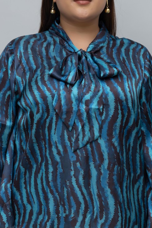 Chevron Print Satin Top