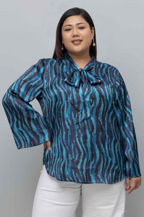 Chevron Print Satin Top