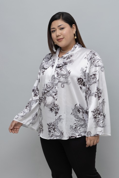 Dragon Print Tie Top