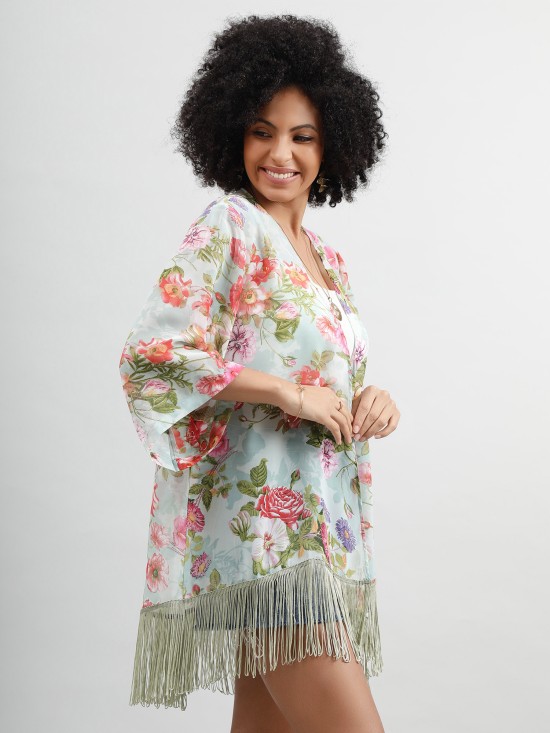 Floral Print Kimono