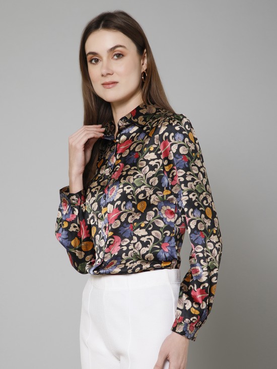 Floral Casual Satin Shirt