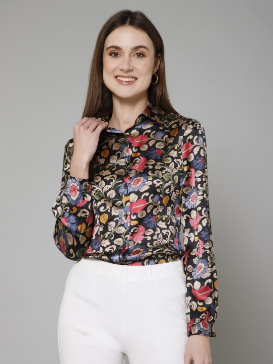 Floral Casual Satin Shirt