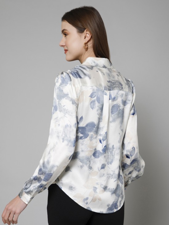 Abstract Casual Satin Shirt