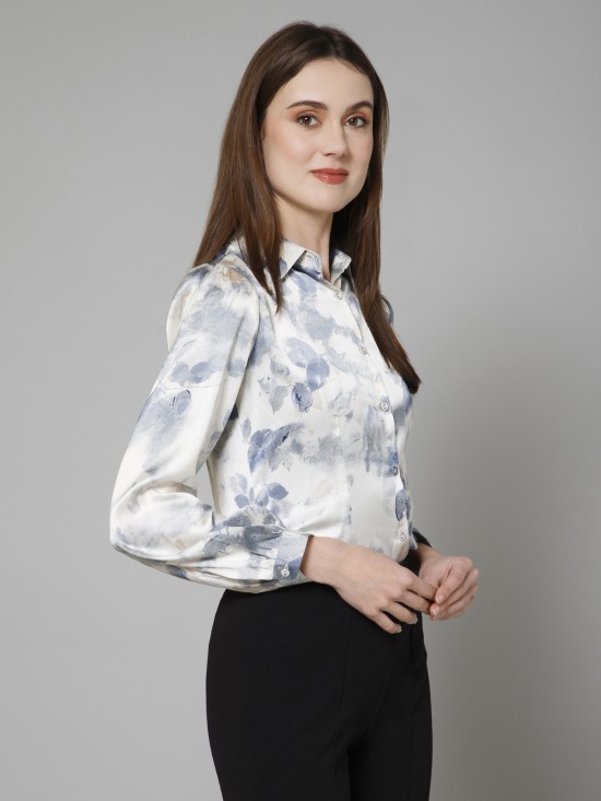 Abstract Casual Satin Shirt