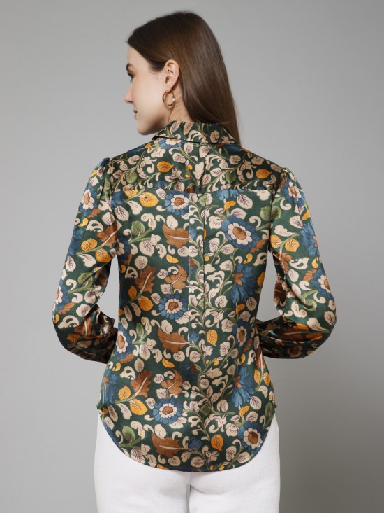 Floral Casual Satin Shirt