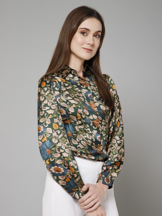 Floral Casual Satin Shirt