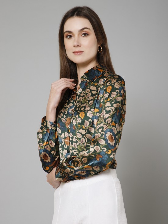 Floral Casual Satin Shirt