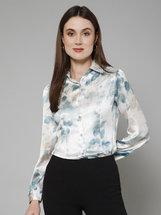 Abstract Casual Satin Shirt