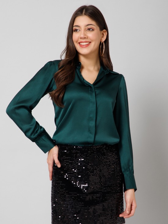 Concealed Placket Satin Shirt