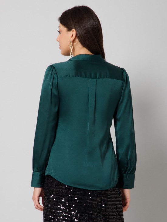 Concealed Placket Satin Shirt