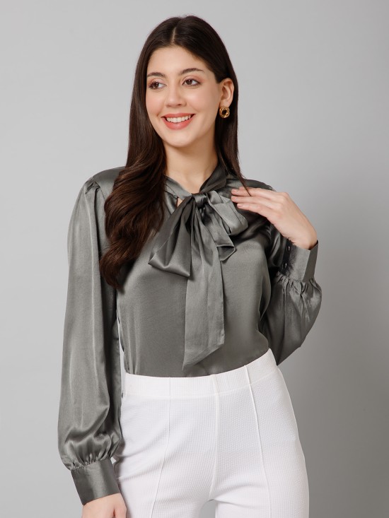 Tie Neck Satin Top