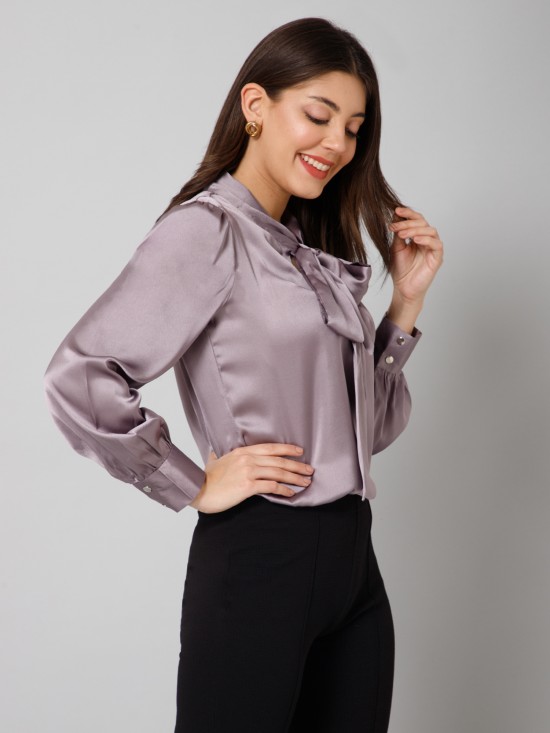 Tie Neck Satin Top