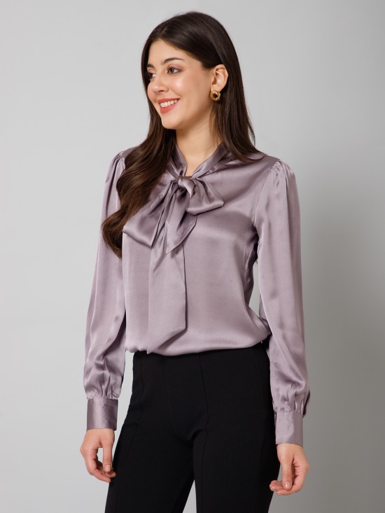 Tie Neck Satin Top