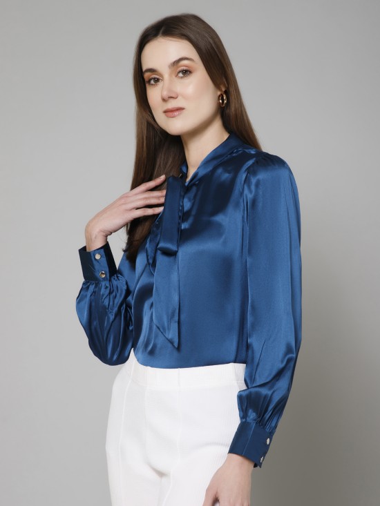 Tie Neck Satin Top