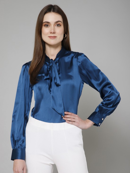 Tie Neck Satin Top