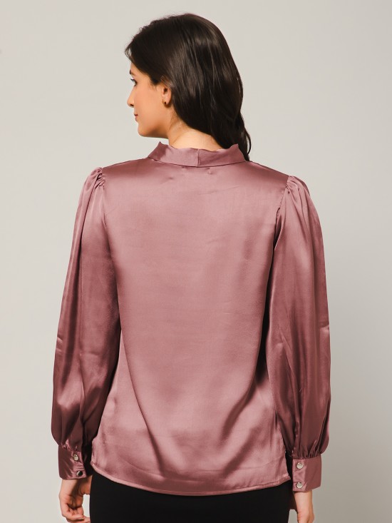 Tie-Up Neck Satin Top