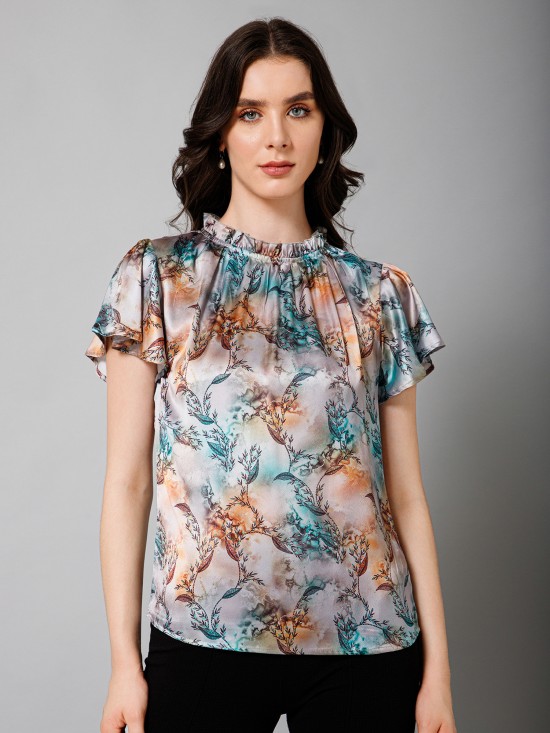 Short Sleeves Satin Top