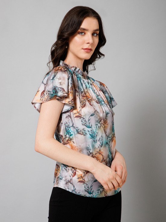 Short Sleeves Satin Top