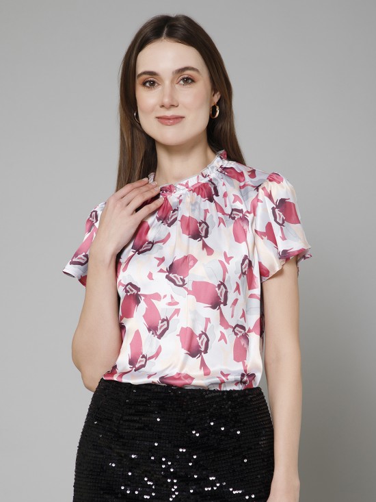 Printed Satin Top