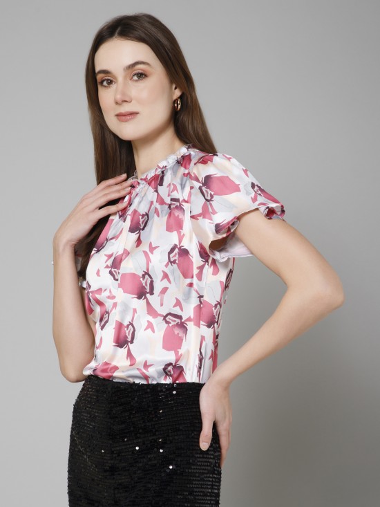 Printed Satin Top