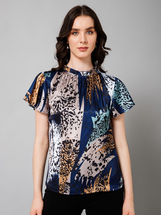 Short Sleeves Satin Top