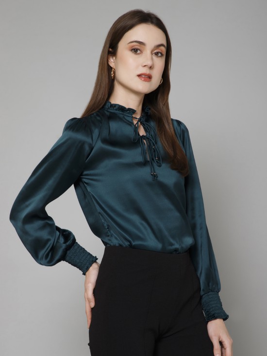 Smocking Satin Top