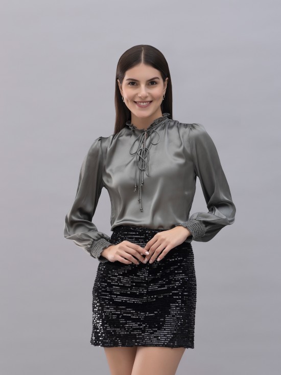 Smocking Satin Top