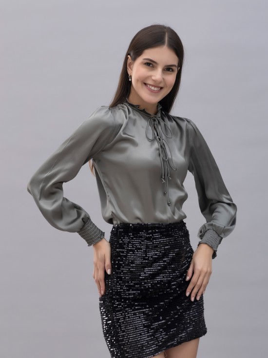 Smocking Satin Top